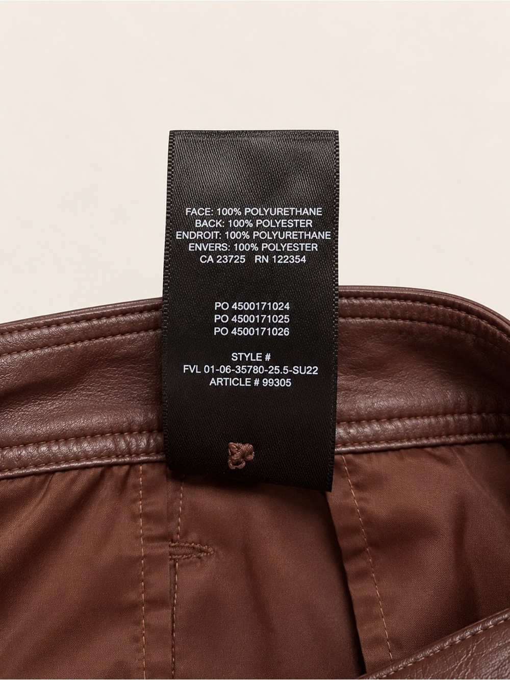 Aritzia Babaton Command Cropped Vegan Leather Pants Brown Size 6 - Picture 5 of 5